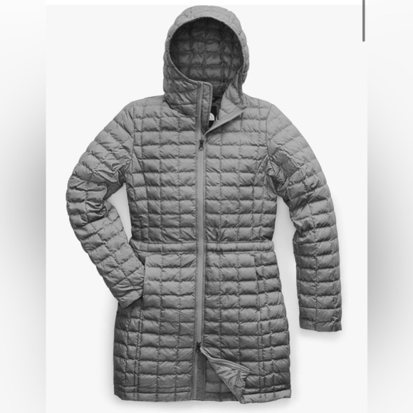 The North Face Thermoball Eco Puffer Parka Jacket Coat Gray Silver Full Zip - Picture 1 of 10